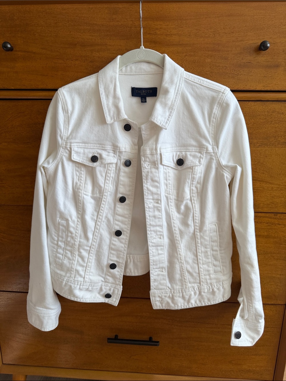Talbots Women's White Denim Jacket small petite
